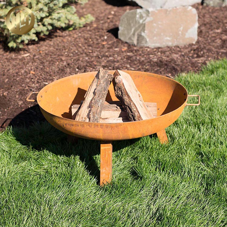 Outdoor Rusty Treatment Round Fire Bowl, Outdoor Fire Pit Base Material