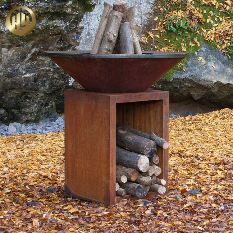 Combination Party Barbecue Warming Fire Pit Wood Storage Metal Heater