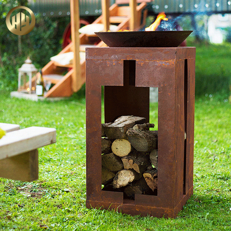 Combination Party Barbecue Warming Fire Pit Wood Storage Metal Heater